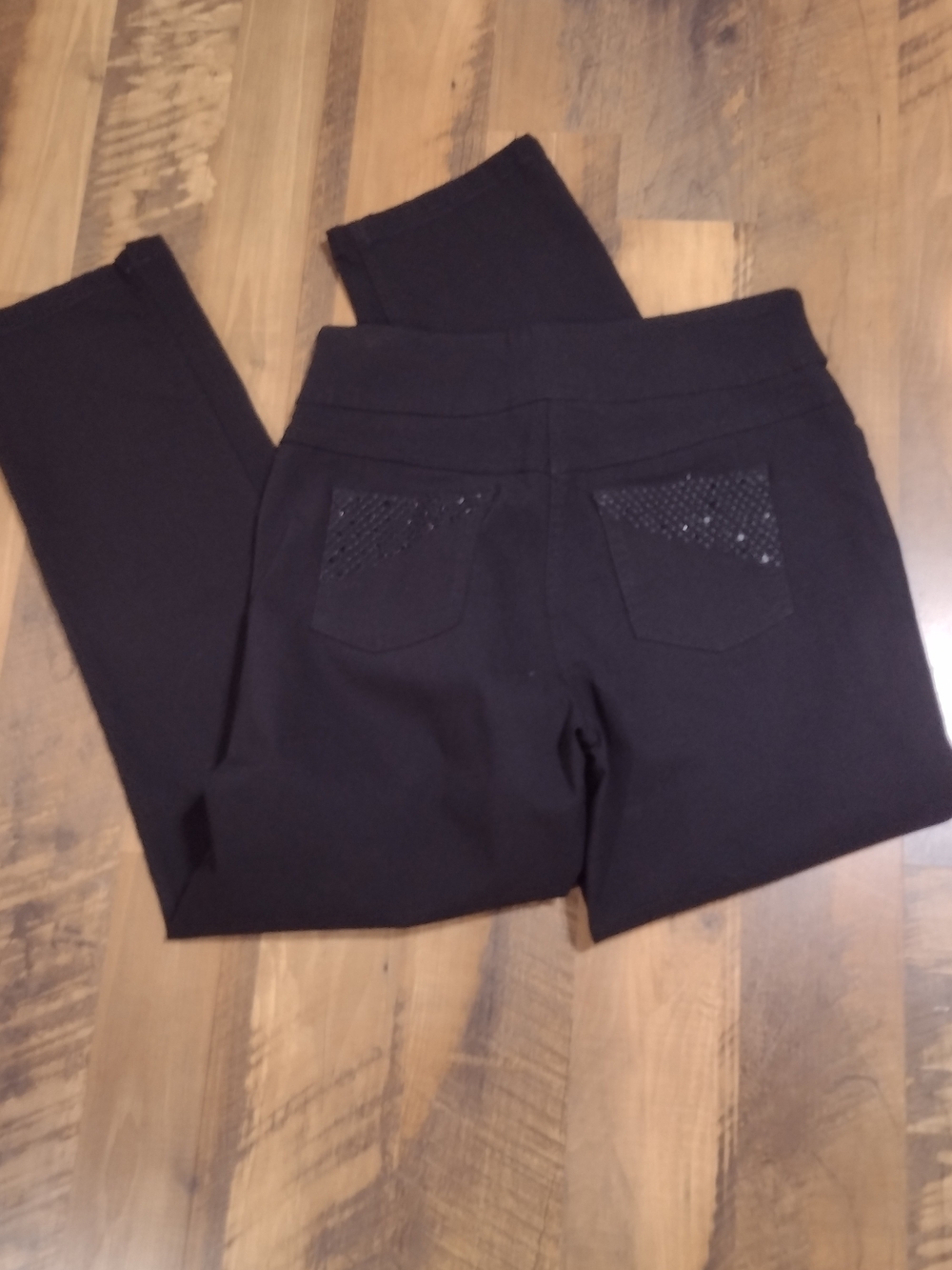 Westbound Black Skinny Ponte Pants with Sparkle Back Pockets